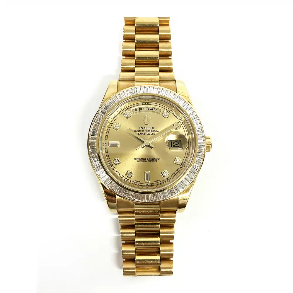 Rolex Day-Date II 41mm 218398BR Yellow Gold with Champagne Diamond Dial Watch 2014 – image 3