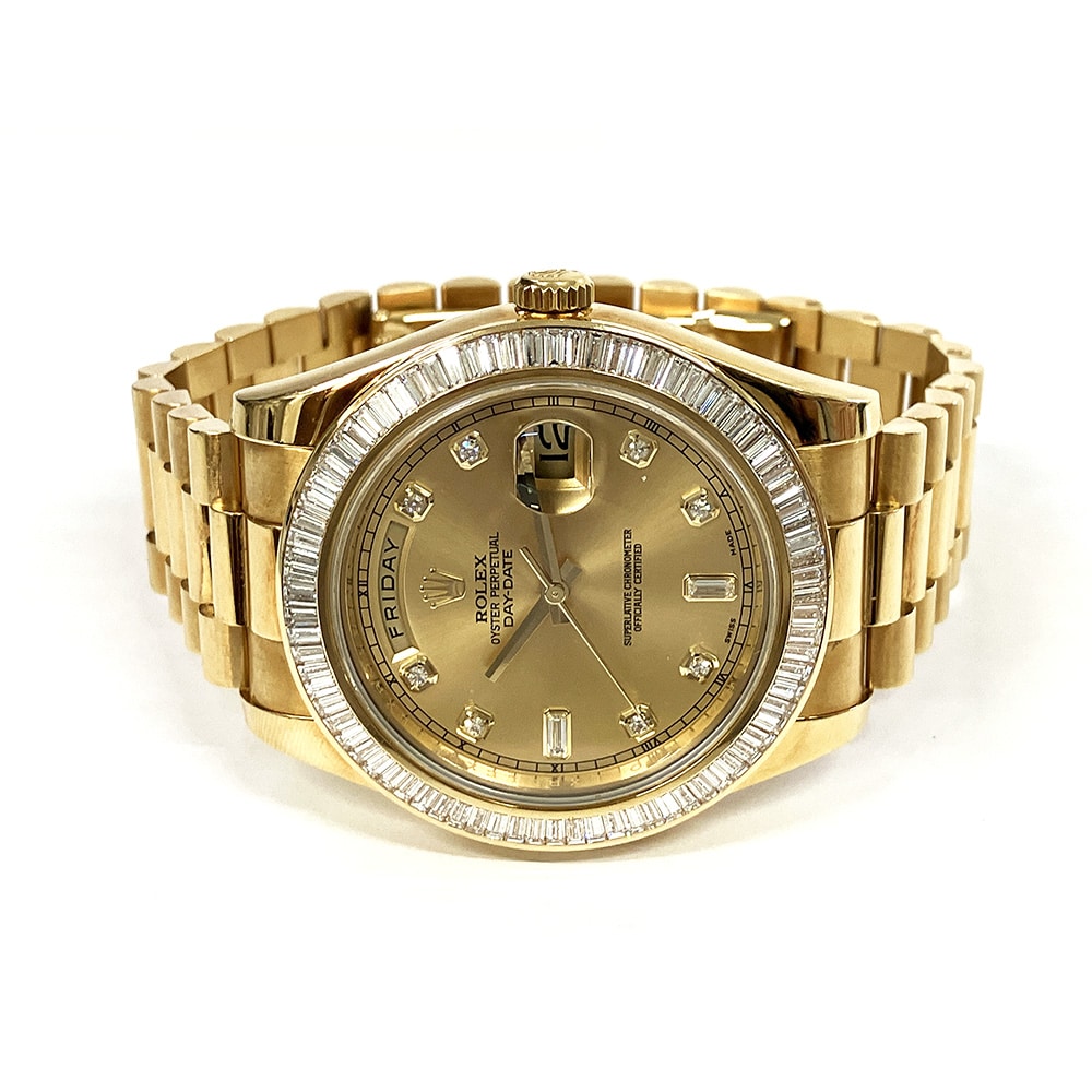 Rolex Day-Date II 41mm 218398BR Yellow Gold with Champagne Diamond Dial Watch 2014