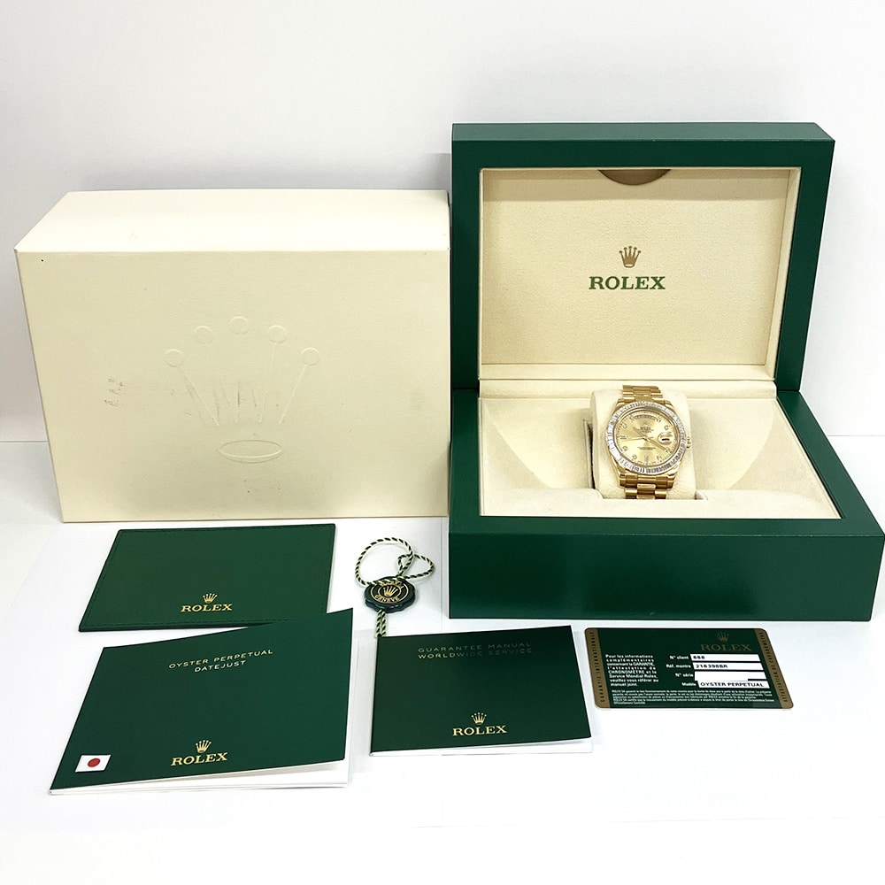 Rolex Day-Date II 41mm 218398BR Yellow Gold with Champagne Diamond Dial Watch 2014