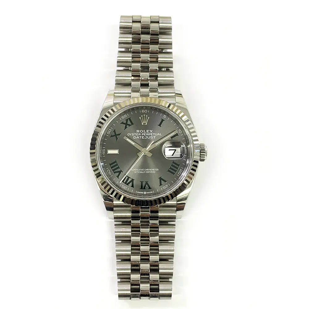 Rolex Datejust 126234 2022 Stainless Steel 36mm Jubilee Watch Wimbledon Roman Dial – image 3