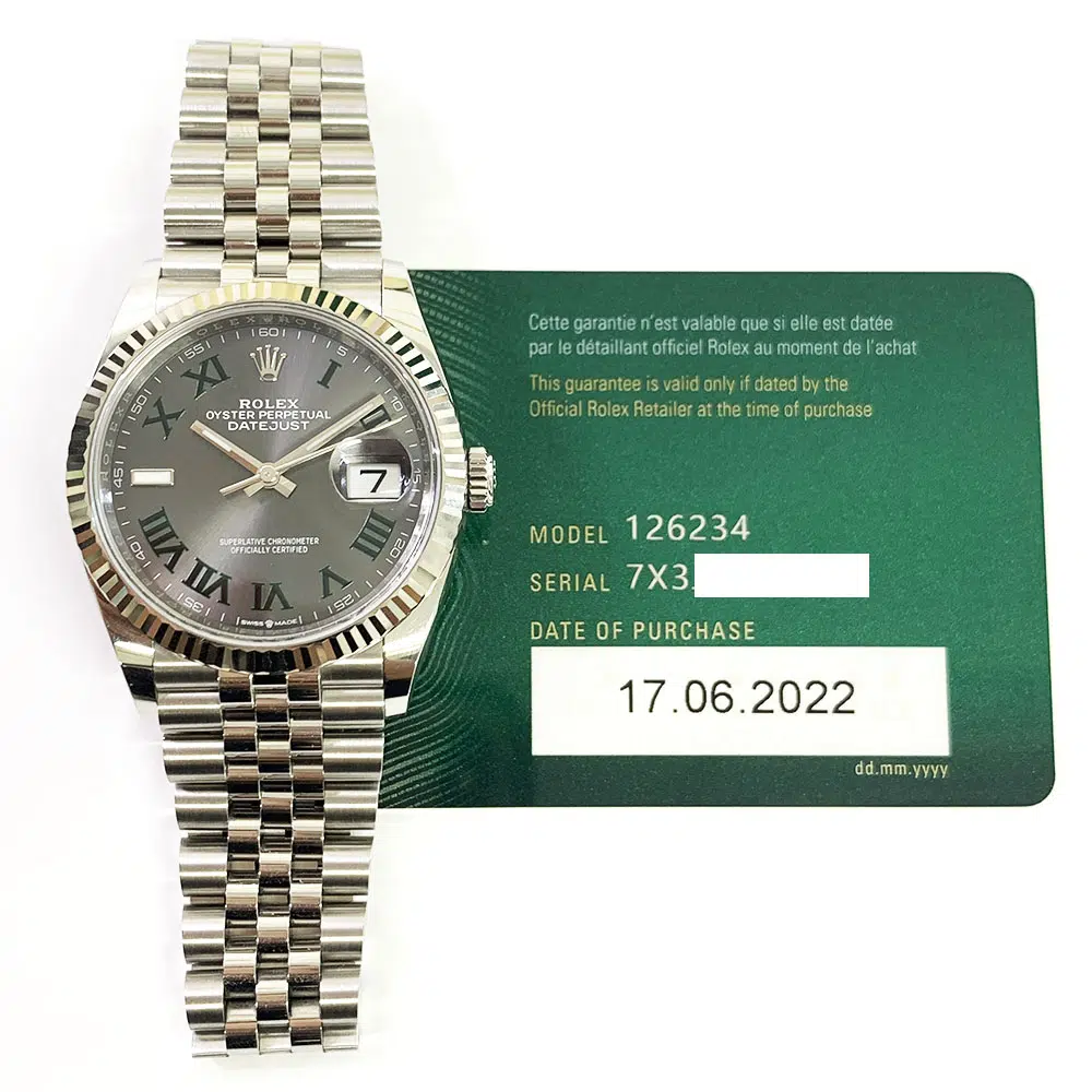 Rolex Datejust 126234 2022 Stainless Steel 36mm Jubilee Watch Wimbledon Roman Dial – image 2
