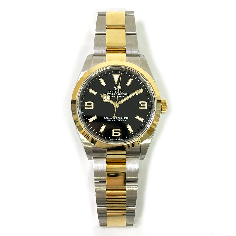 Rolex Explorer Black Dial 36mm 124273 Gold and Steel Oyster Watch 2022