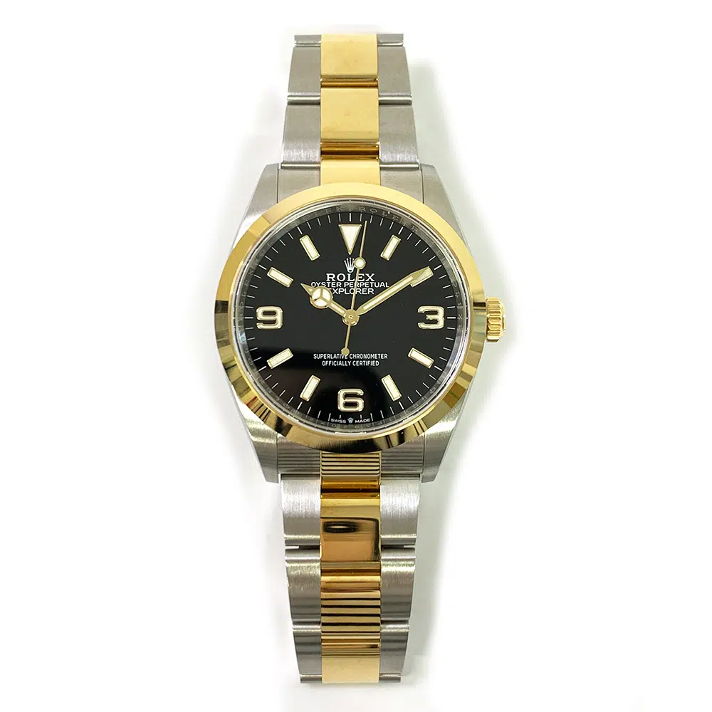 Rolex Explorer Black Dial 36mm 124273 Gold and Steel Oyster Watch 2022 – image 3