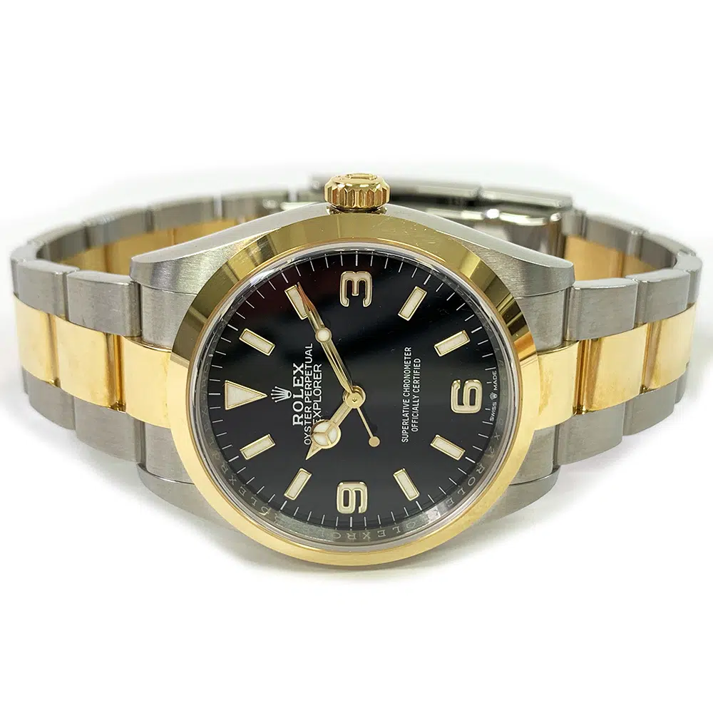 Rolex Explorer Black Dial 36mm 124273 Gold and Steel Oyster Watch 2022 – image 4