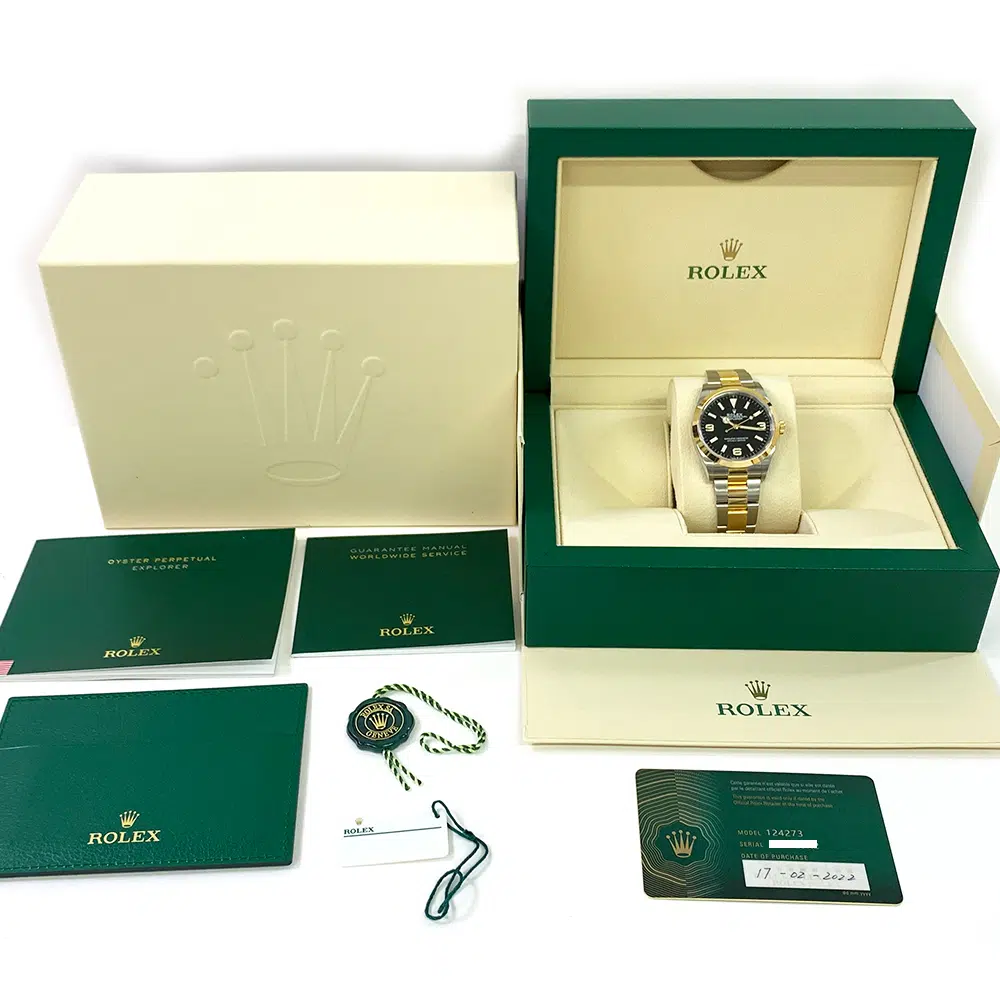 Rolex Explorer Black Dial 36mm 124273 Gold and Steel Oyster Watch 2022 – image 8