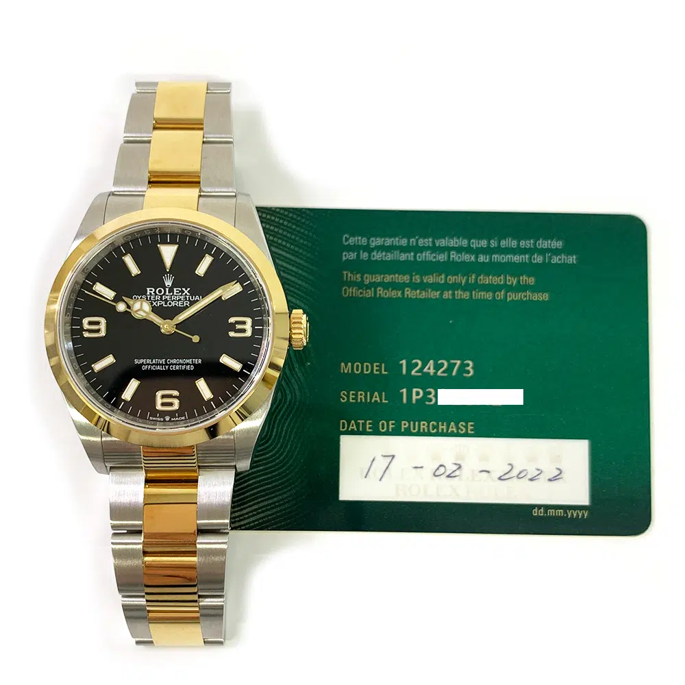 Rolex Explorer Black Dial 36mm 124273 Gold and Steel Oyster Watch 2022 – image 2