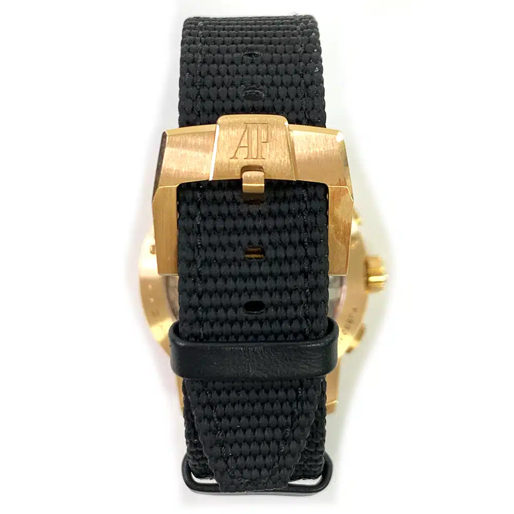 Audemars Piguet Code 11.59 Chronograph 26393OR.OO.A002KB.03 Rose Gold With Black Textile Watch Blue Dial 2021 – image 4
