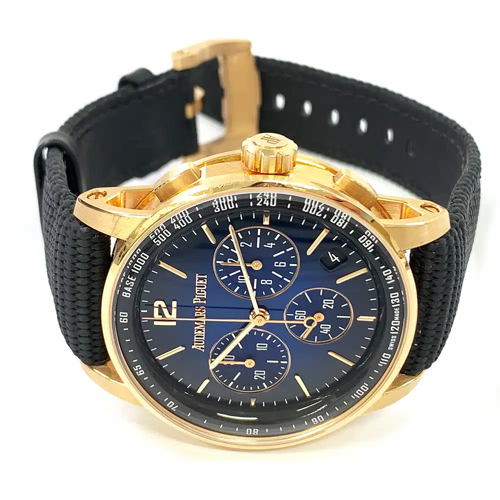 Audemars Piguet Code 11.59 Chronograph 26393OR.OO.A002KB.03 Rose Gold With Black Textile Watch Blue Dial 2021 – image 5