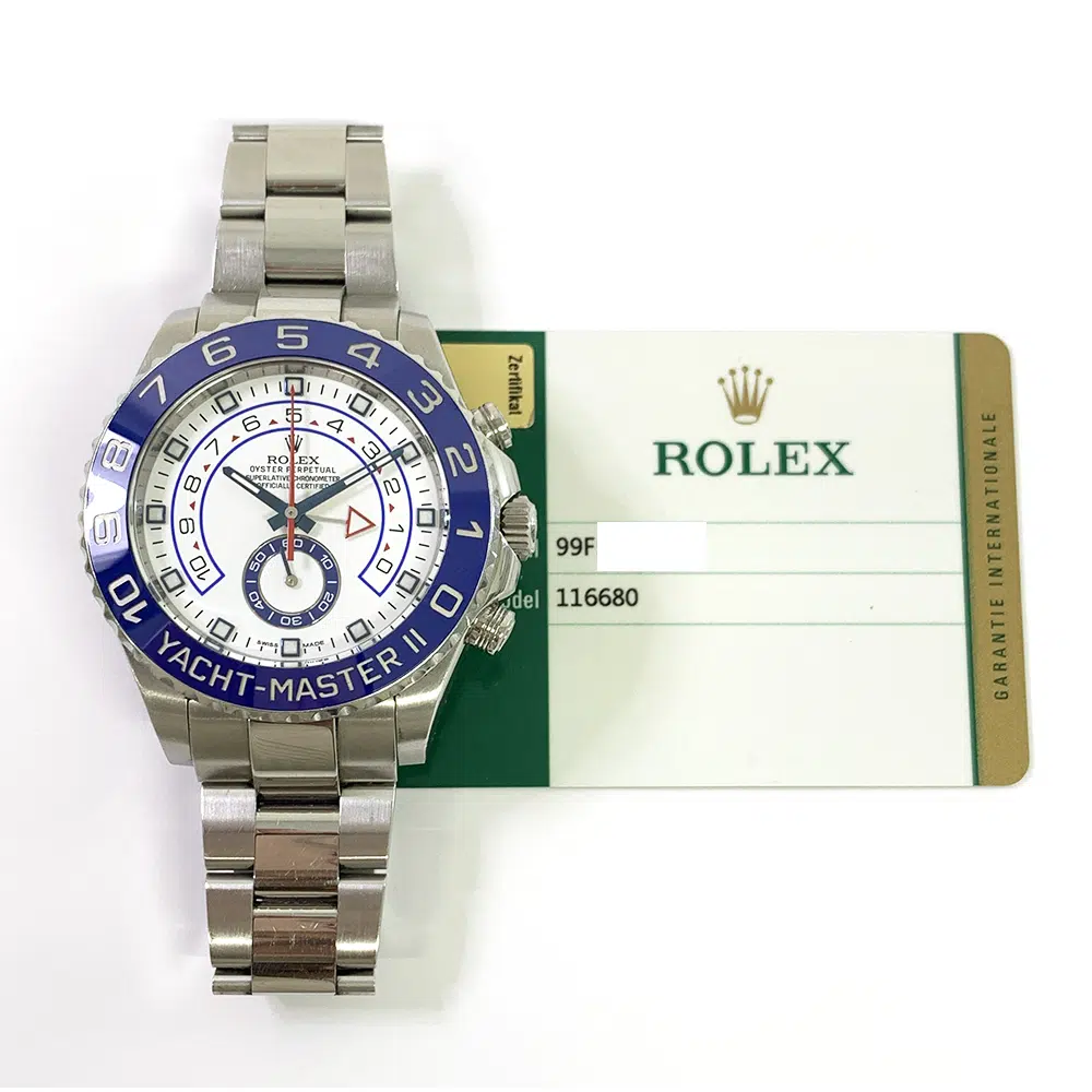 Rolex Yacht-Master II 116680 stainless steel white dial watch, dial detail