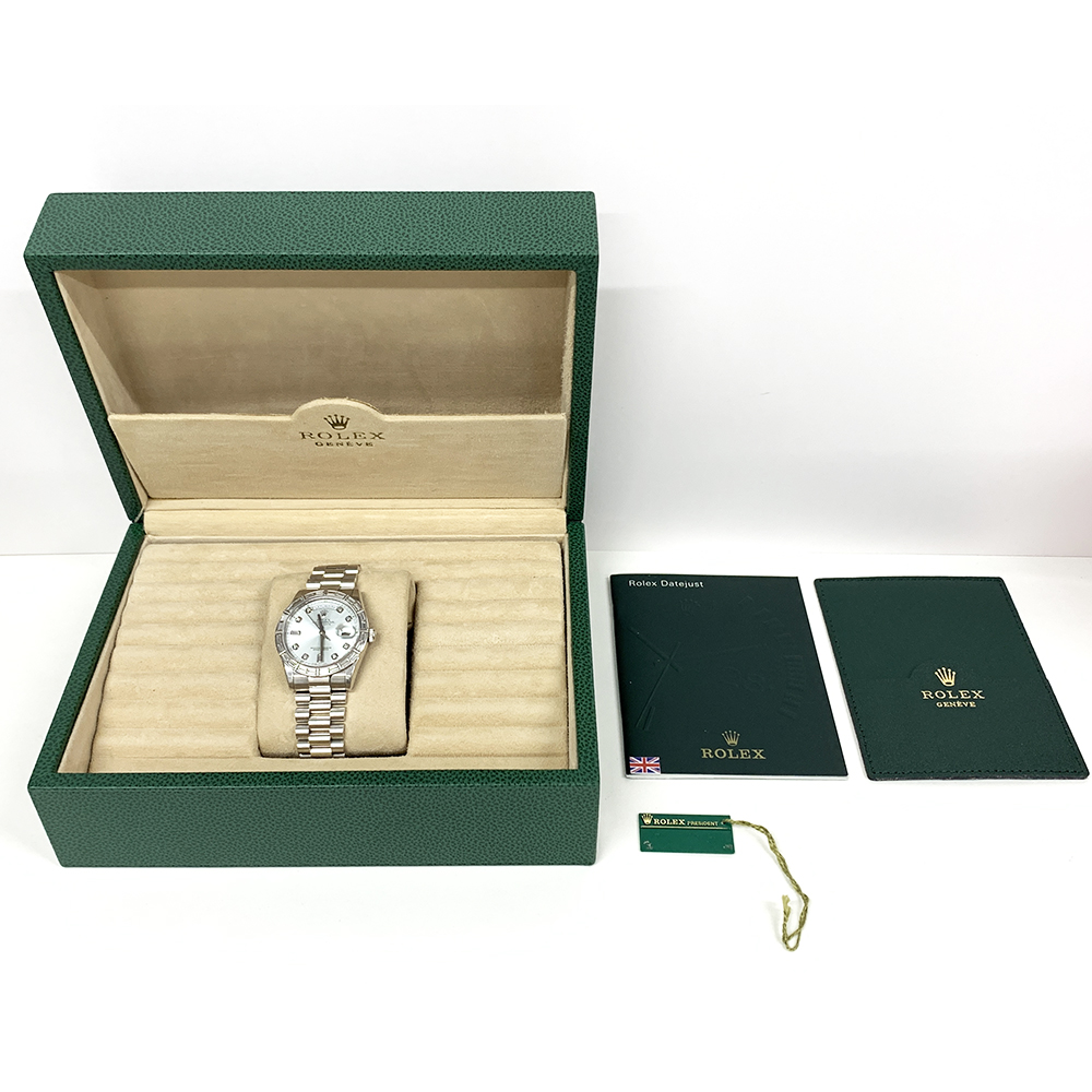 Rolex Day Date 36mm 118366A President Platinum Watch Ice Blue Diamond Dial