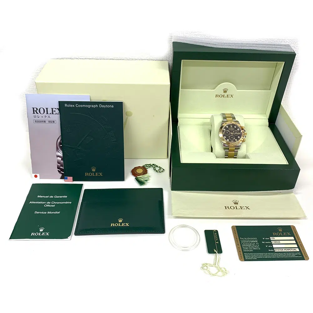Rolex Daytona Oyster 40mm 116523 Stainless Steel & Yellow Gold Watch Black Diamond Dial – image 8