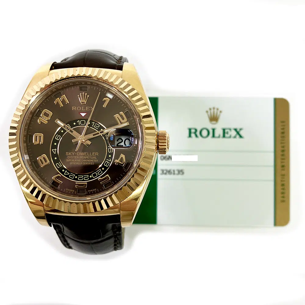 Rolex Sky-Dweller 42mm 326135 Rose Gold With Brown Leather Strap Chocolate Arabic Dial 2018 – image 2