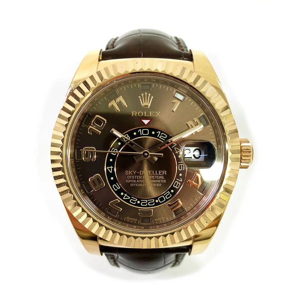 Rolex Sky-Dweller 42mm 326135 Rose Gold With Brown Leather Strap Chocolate Arabic Dial 2018 – image 3