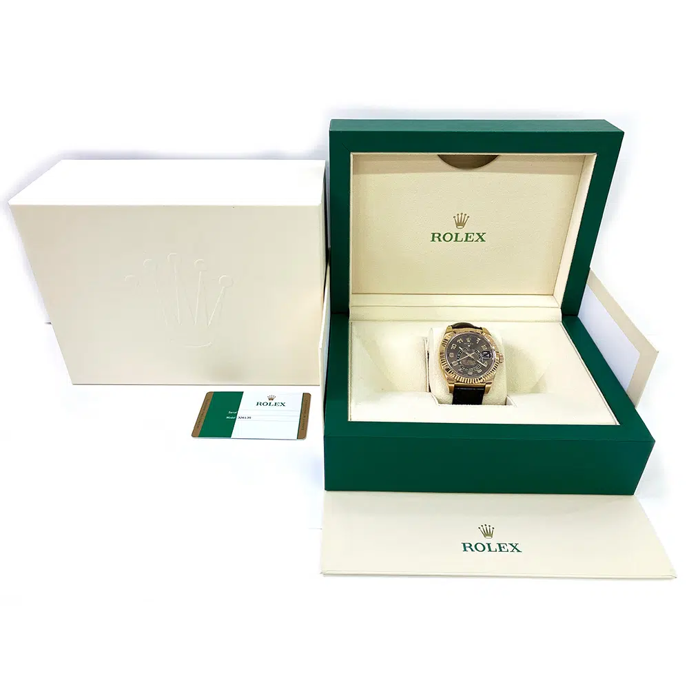 Rolex Sky-Dweller 42mm 326135 Rose Gold With Brown Leather Strap Chocolate Arabic Dial 2018 – image 7