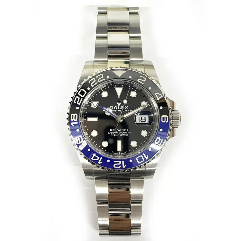 Rolex GMT-Master II 126710BLNR Batman, Oyster bracelet, dial detail