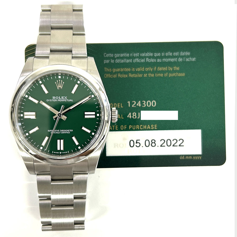 Rolex Oyster Perpetual Green Index Dial 124300 41mm Stainless Steel Watch 2022