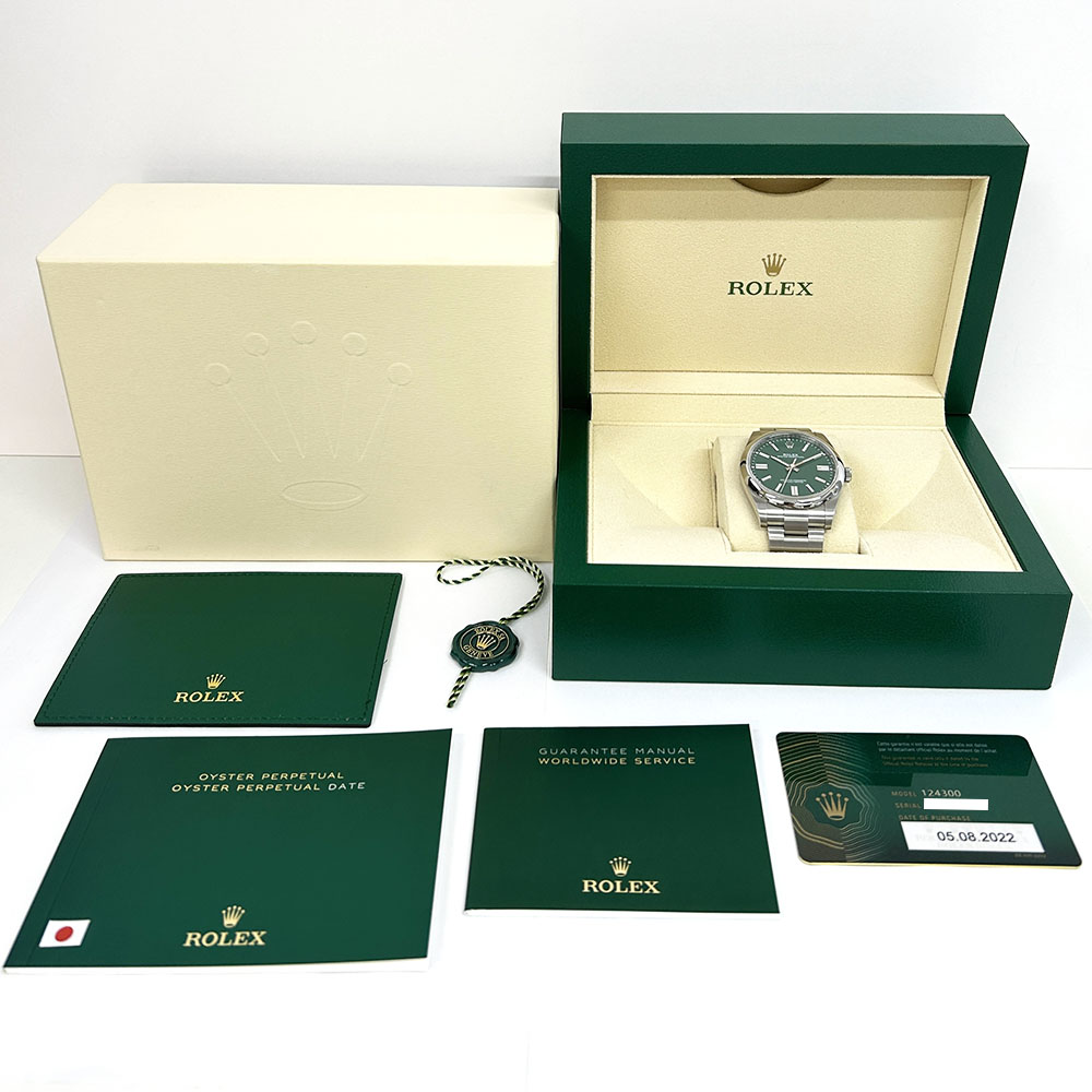 Rolex Oyster Perpetual Green Index Dial 124300 41mm Stainless Steel Watch 2022