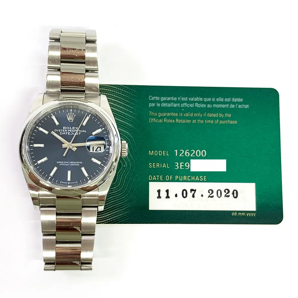 Rolex Datejust Blue Dial 36mm 126200 Oyster Stainless Steel Oyster Watch  2020 – image 2