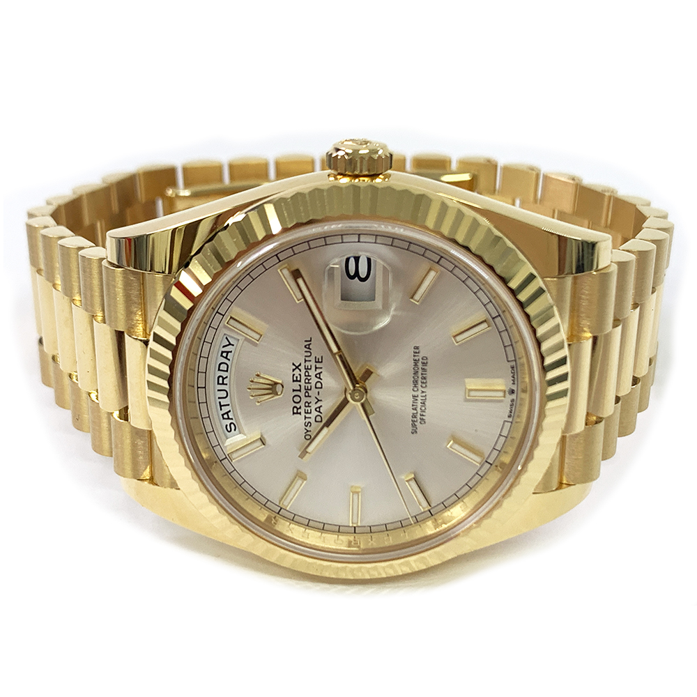 Rolex Day-Date 40mm 228238 Yellow Gold President Watch Silver Index Dial 2024