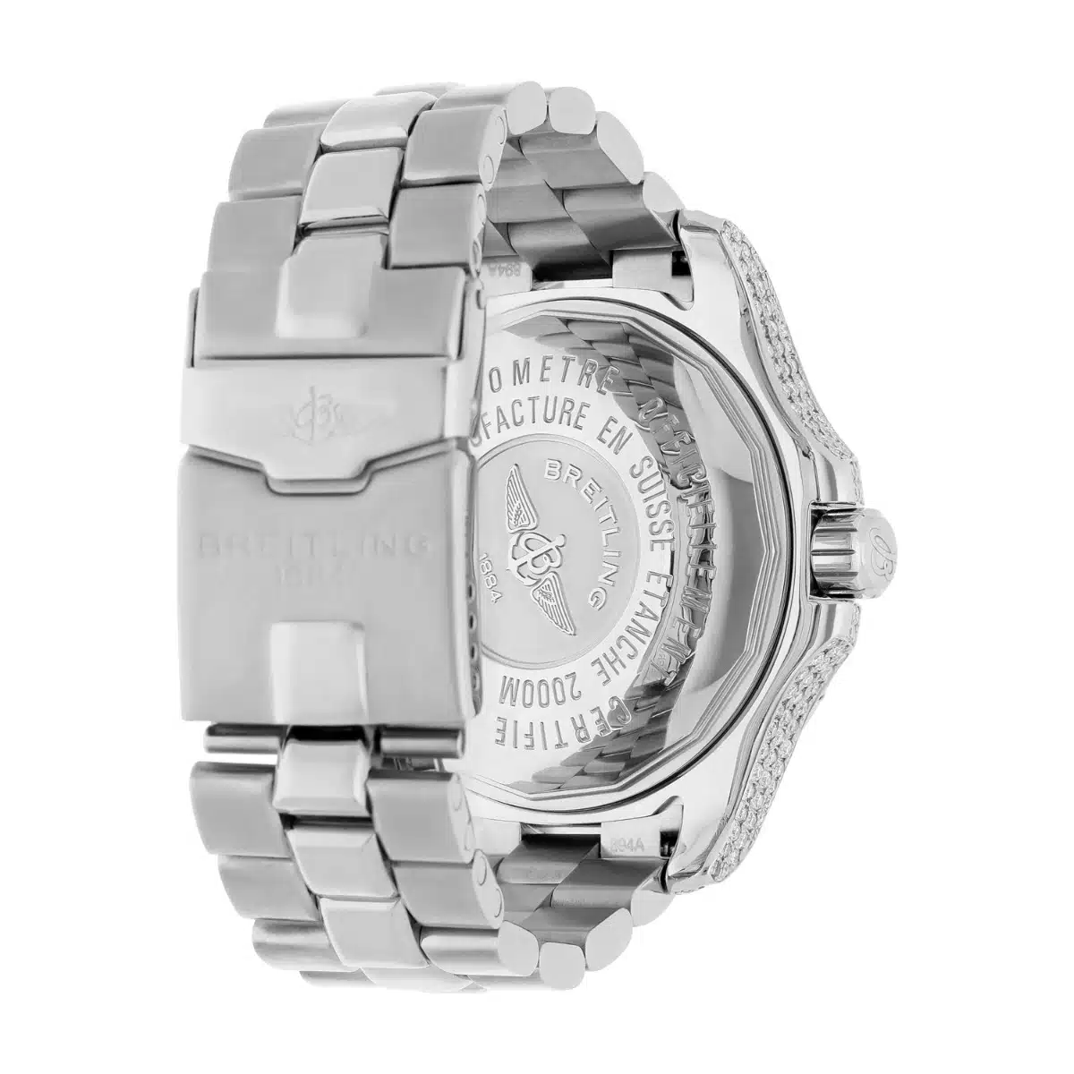 Breitling Super Ocean Mens 44mm Custom Diamond Stainless Steel Watch A44360 – image 8