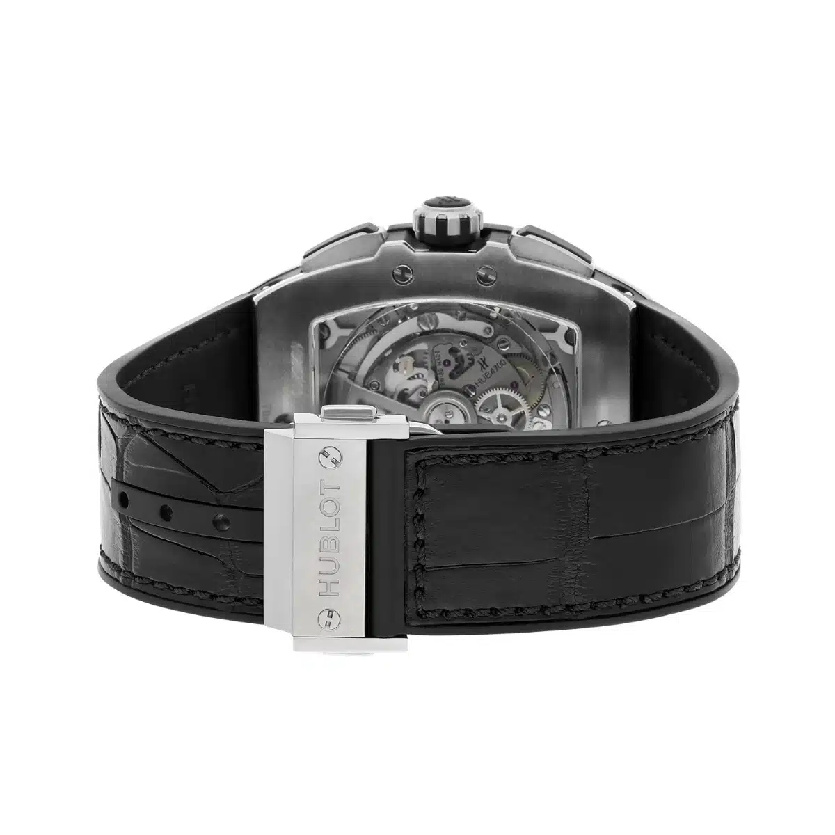 Hublot Spirit of Big Bang Titanium Pave 42mm Watch 641.NX.0173.LR.1704 Skeleton Dial, Black Leather Strap – image 7