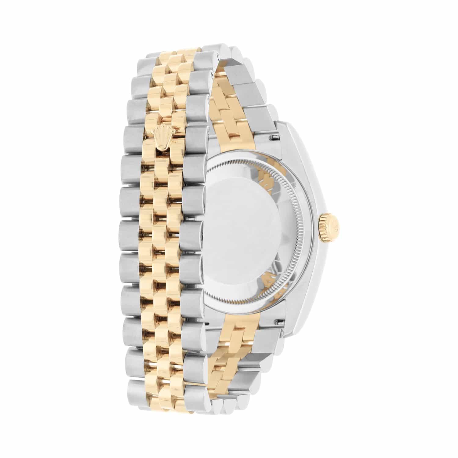 Rolex Datejust 36 Gold and Steel 116233 Ivory Pyramid Roman Dial Jubilee Watch