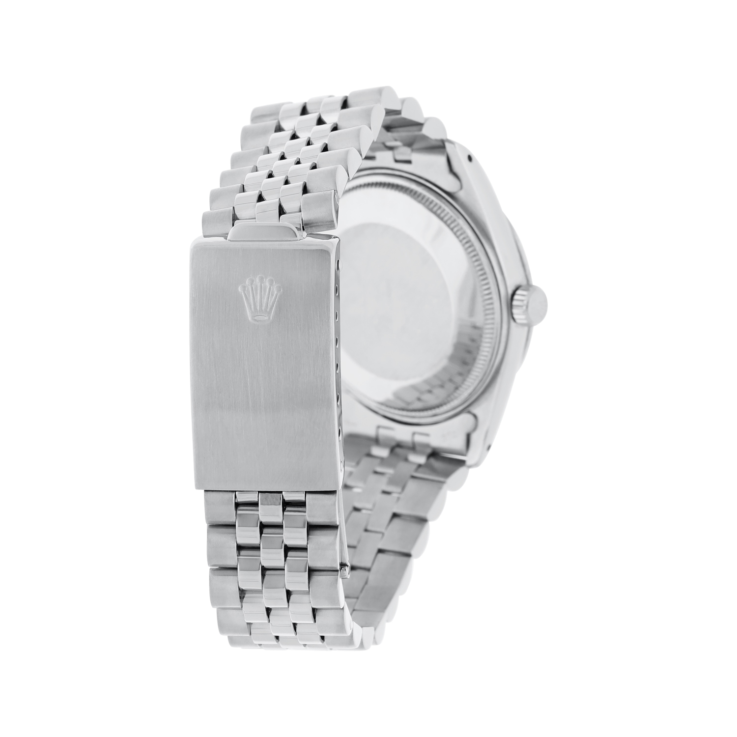 Rolex Oyster Perpetual Date Stainless Steel Watch Jubilee Band Black Index Dial 15000