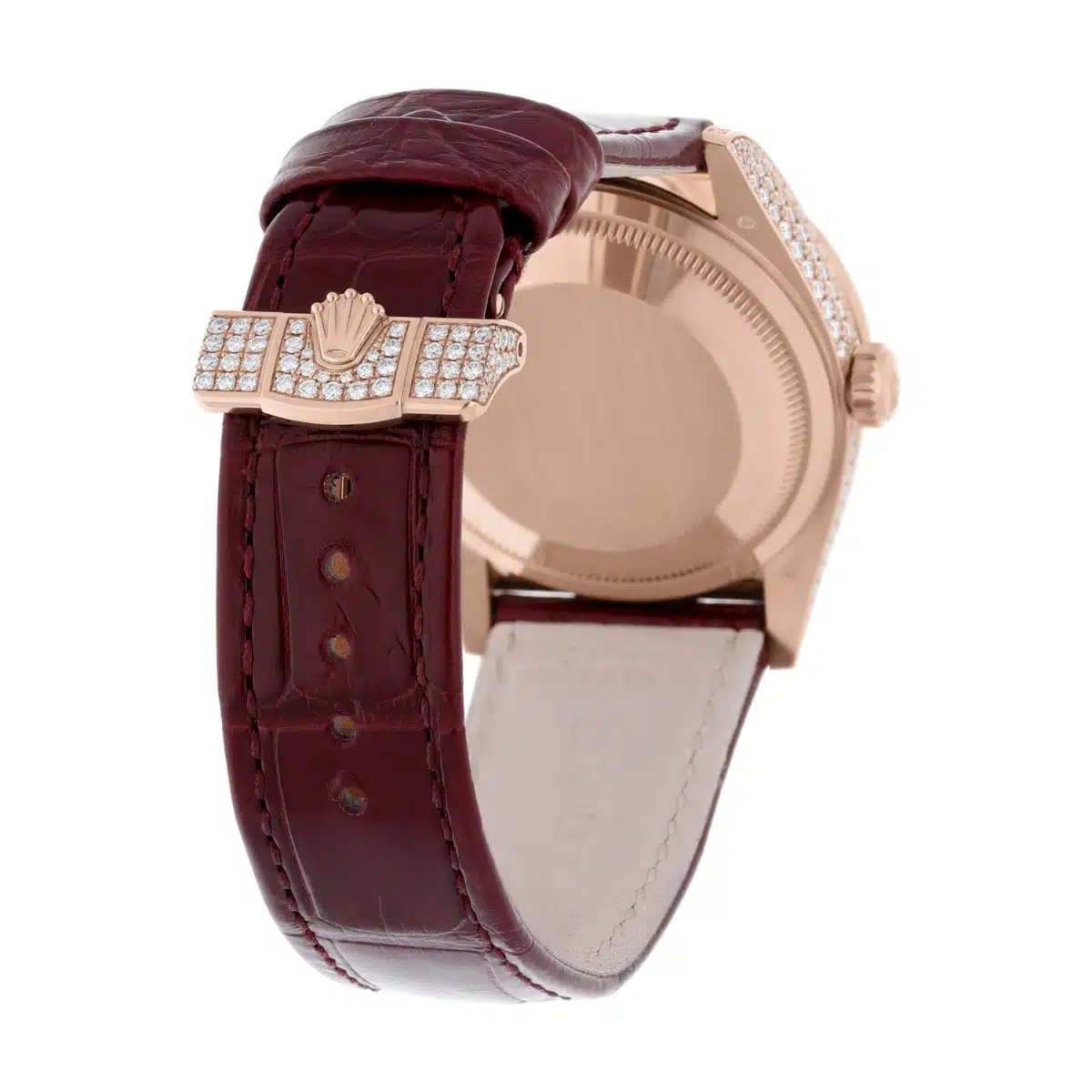 Rolex DayDate 36mm 128155RBR 18K Rose Gold Diamond Bezel Pave Diamond Roman Dial – image 7