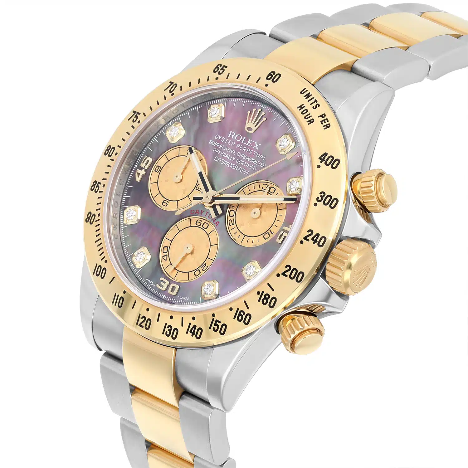 Rolex Daytona Yellow Gold & Steel Black Mother Of Pearl Diamond Dial 116523 B/P – image 7