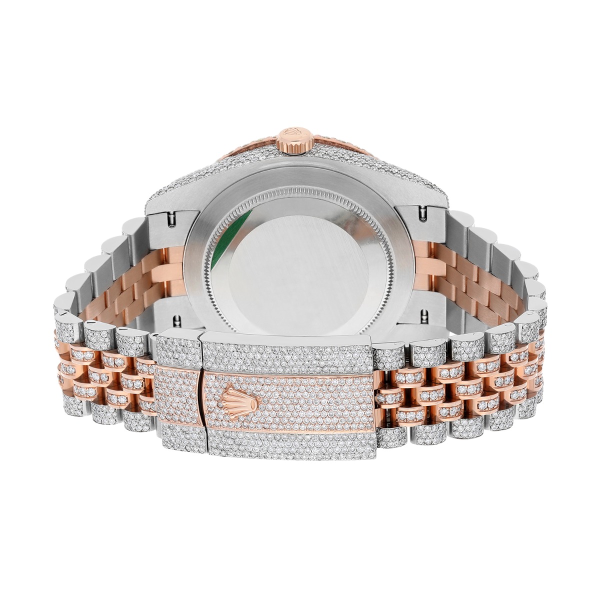 Rolex Datejust 41mm 126331 Rose Gold and Stainless Steel Fully Iced Out Watch