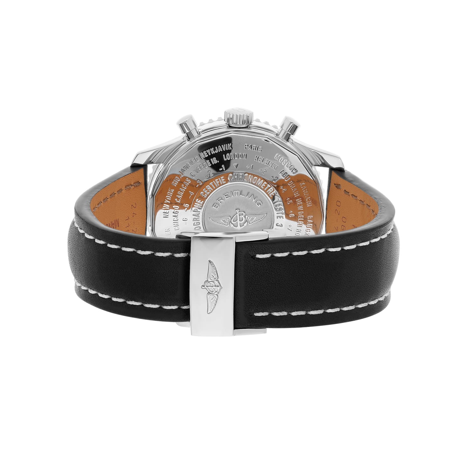 Breitling Navitimer World Black Dial Stainless Steel Watch A24322 New Strap