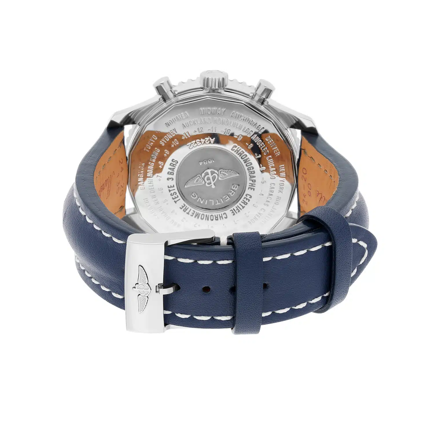 Breitling Navitimer World Blue Dial Stainless Steel Watch A24322 New Strap – image 7
