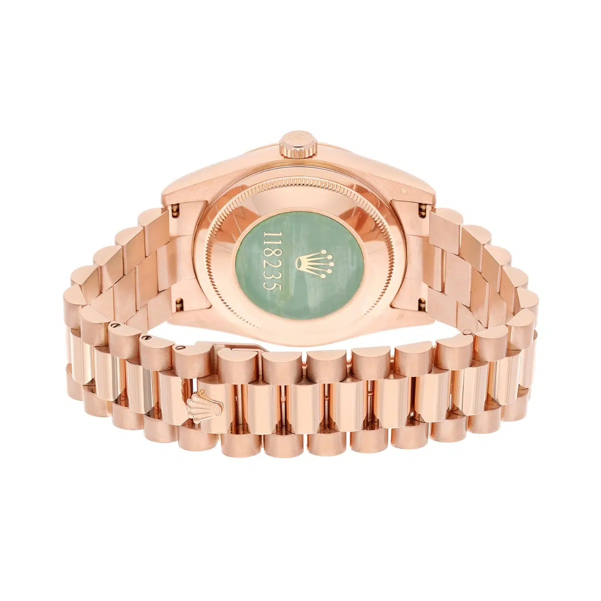 Rolex Day-Date 36mm 118235-0018 Rose Gold Watch with Presidential Band Black Dial – image 8