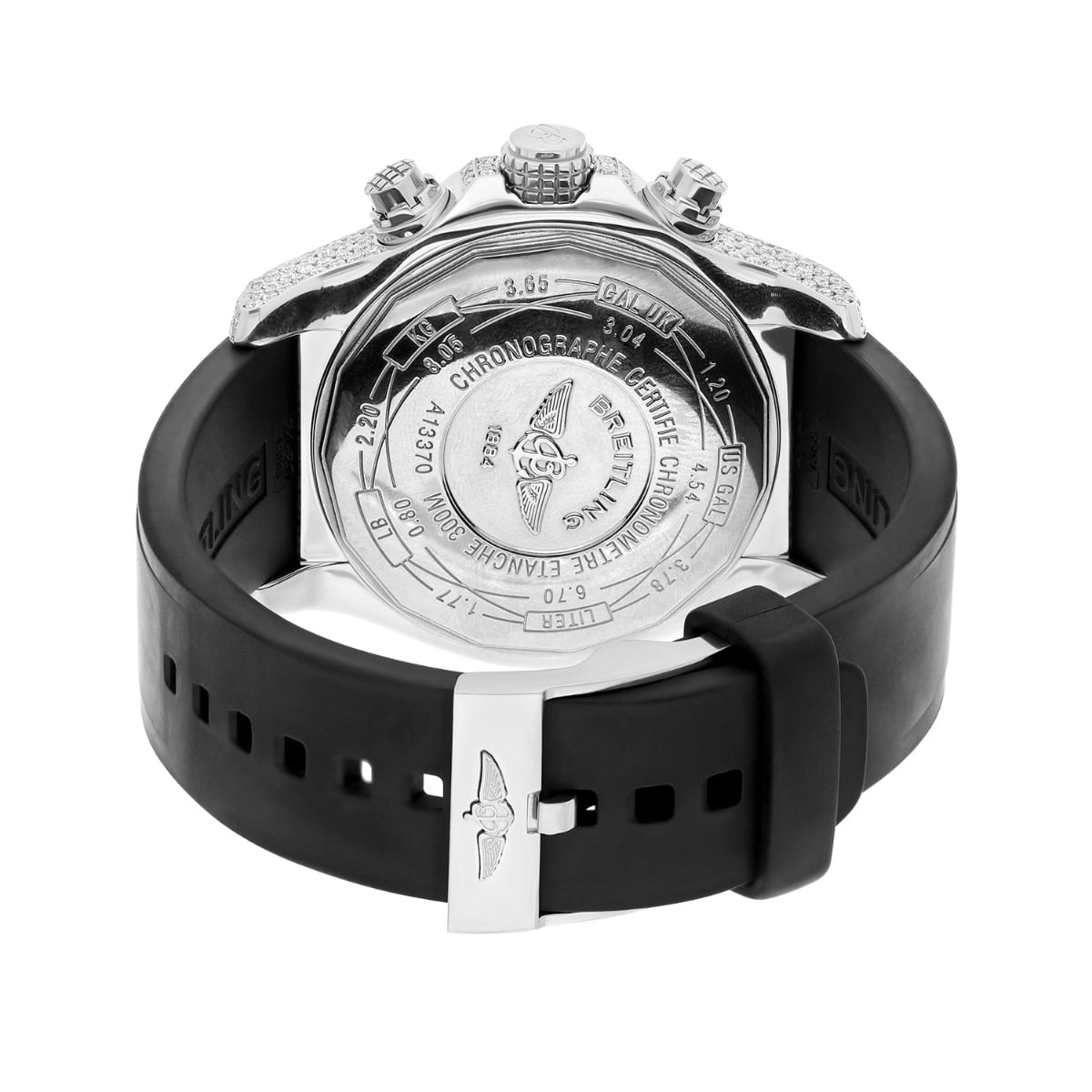 Breitling Super Avenger White Dial A13370 Stainless Steel Custom Diamond Watch