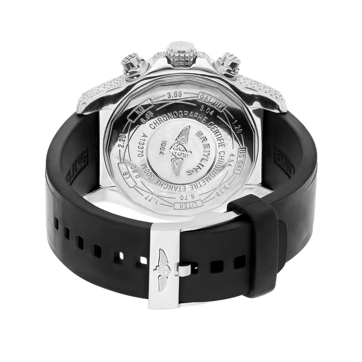 Breitling Super Avenger White Dial A13370 Stainless Steel Custom Diamond Watch – image 8