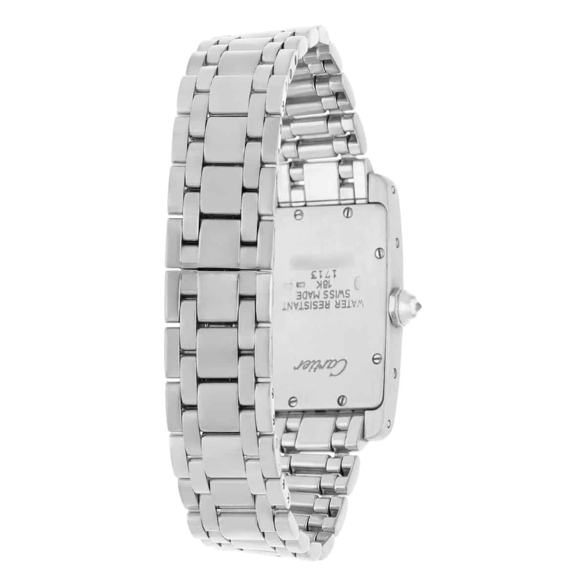 Cartier Tank Americaine Small Quartz 18k White Gold Ladies Diamond Watch