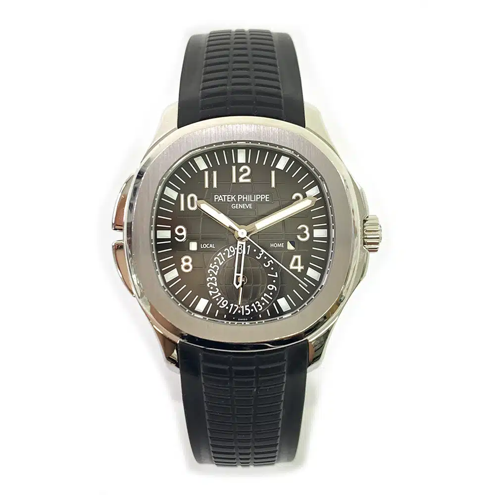 Patek Philippe Aquanaut Travel Time 5164A-001 Stainless Steel With Black Rubber Watch Black Dial 2013