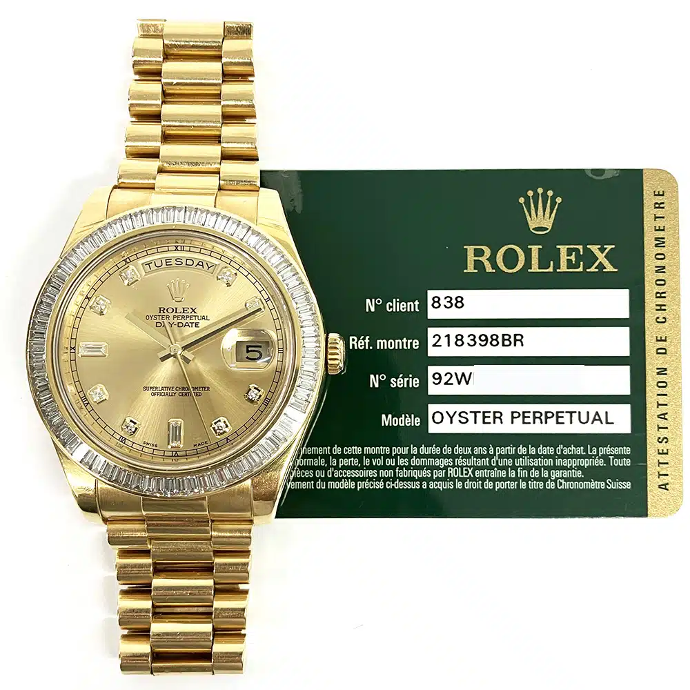 Rolex Day-Date II 218398BR 41mm Yellow Gold with Champagne Diamond Dial Watch – image 2