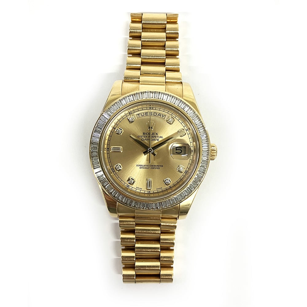 Rolex Day-Date II 218398BR 41mm Yellow Gold with Champagne Diamond Dial Watch