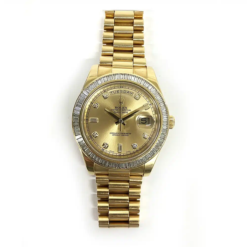 Rolex Day-Date II 218398BR 41mm Yellow Gold with Champagne Diamond Dial Watch – image 3