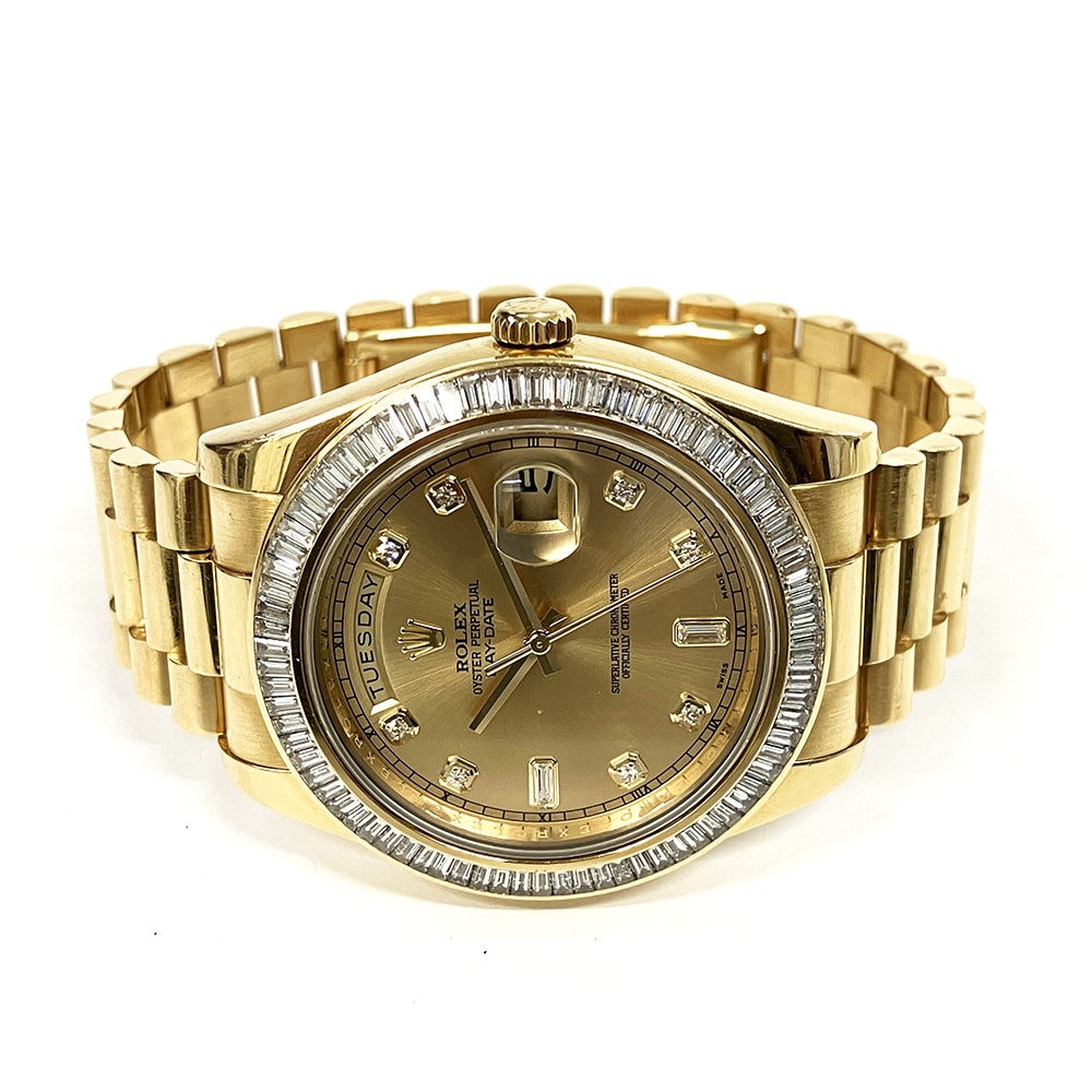 Rolex Day-Date II 218398BR 41mm Yellow Gold with Champagne Diamond Dial Watch