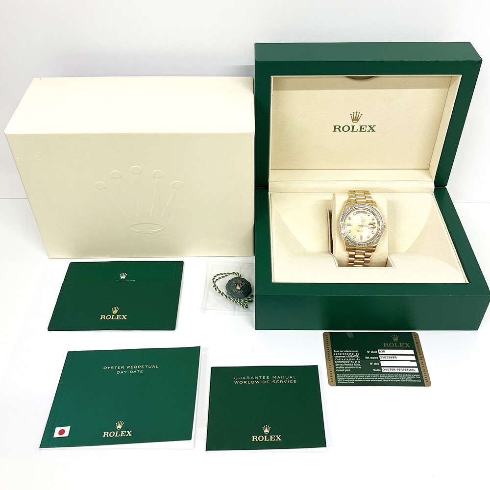 Rolex Day-Date II 218398BR 41mm Yellow Gold with Champagne Diamond Dial Watch