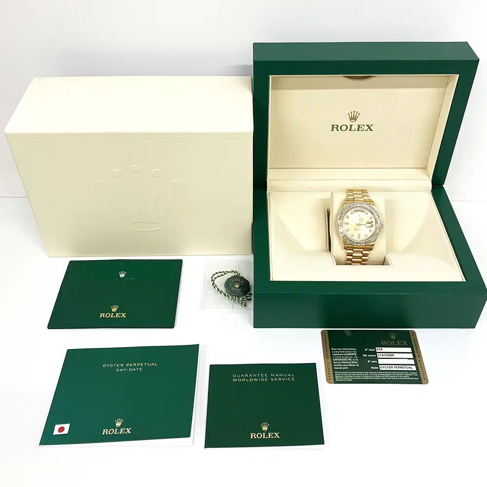 Rolex Day-Date II 218398BR 41mm Yellow Gold with Champagne Diamond Dial Watch – image 8