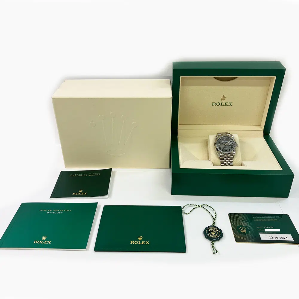 Rolex Datejust 36mm 126234 White Gold/Steel Jubilee Watch Wimbledon Roman Dial 2021 – image 8