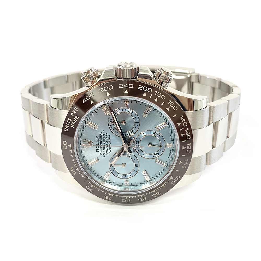 Rolex Daytona 116506A 40mm Ice Blue Baguette Diamond Platinum Watch 2020