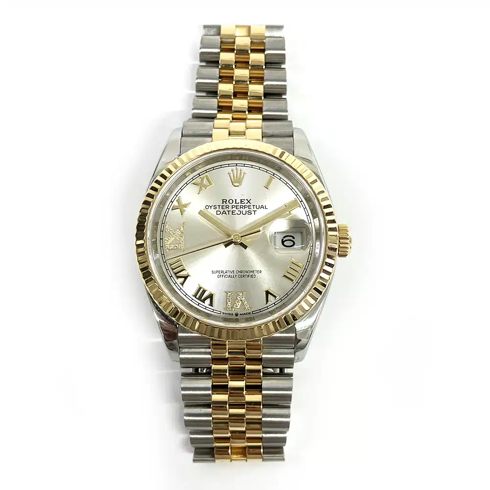 Rolex Datejust 36 Certified 126233 Jubilee Stainless Steel/Yellow Gold with Silver VI & IX Diamond Dial Watch