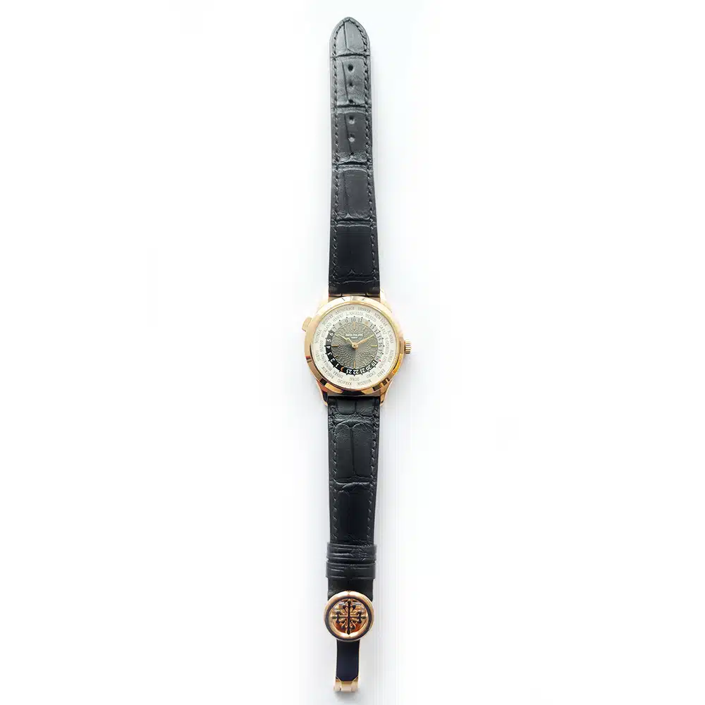 Patek Philippe World Time 5230R-001 rose gold watch, dial detail