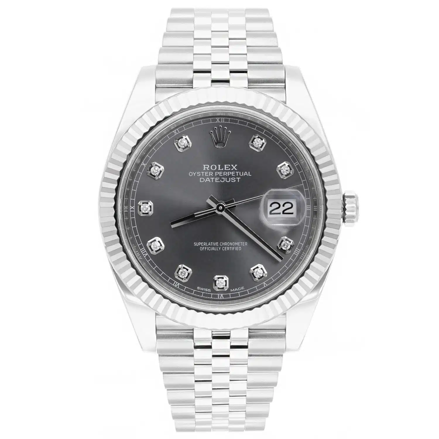 Rolex Datejust 41mm 126334 Rhodium/Grey Diamond Dial Jubilee Bracelet Complete – image 2
