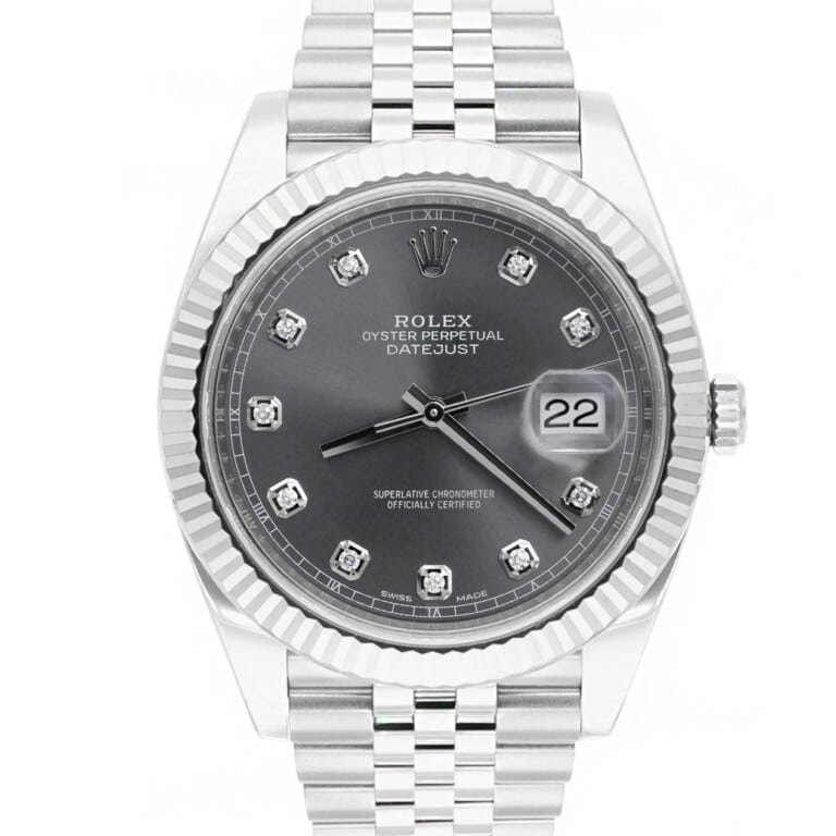 Rolex Datejust 41mm 126334 Rhodium/Grey Diamond Dial Jubilee Bracelet Complete