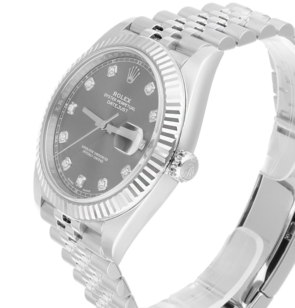 Rolex Datejust 41mm 126334 Rhodium/Grey Diamond Dial Jubilee Bracelet Complete